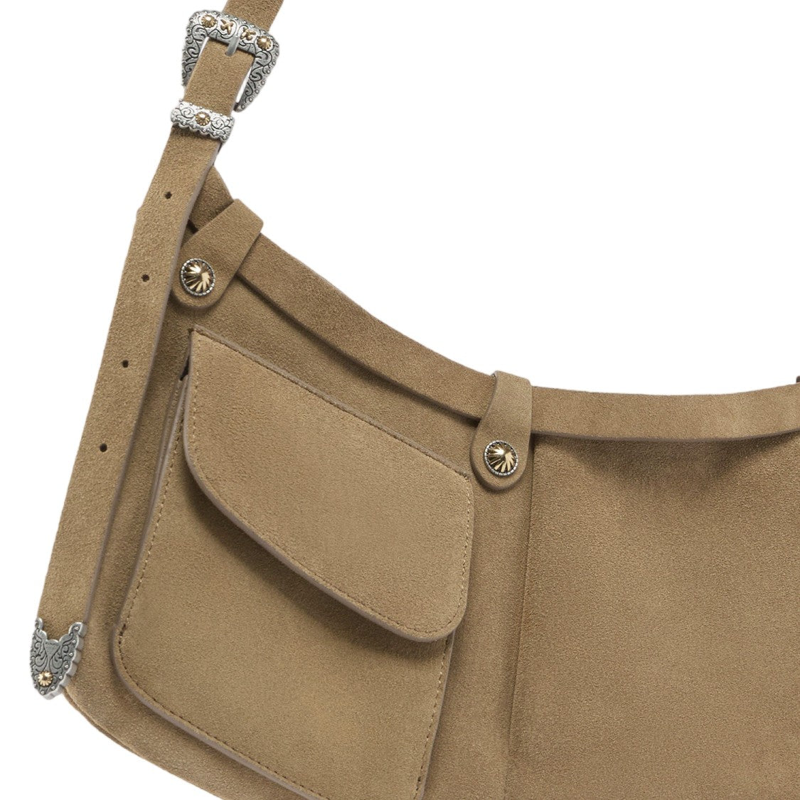 Pinko Pocket Body Suede Shoulder Bag With Pockets