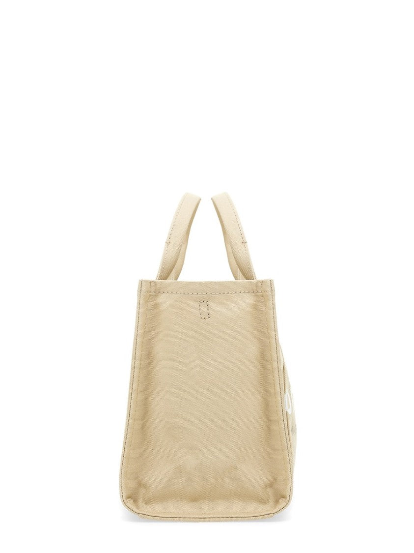 Marc Jacobs Structured Beige Tote With Adjustable Strap And Bold Branding