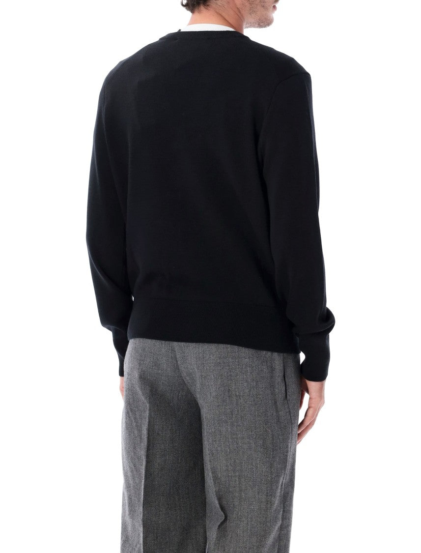 Ami Paris Quota Ami De Coeur V-Neck Fine-Knit Cardigan