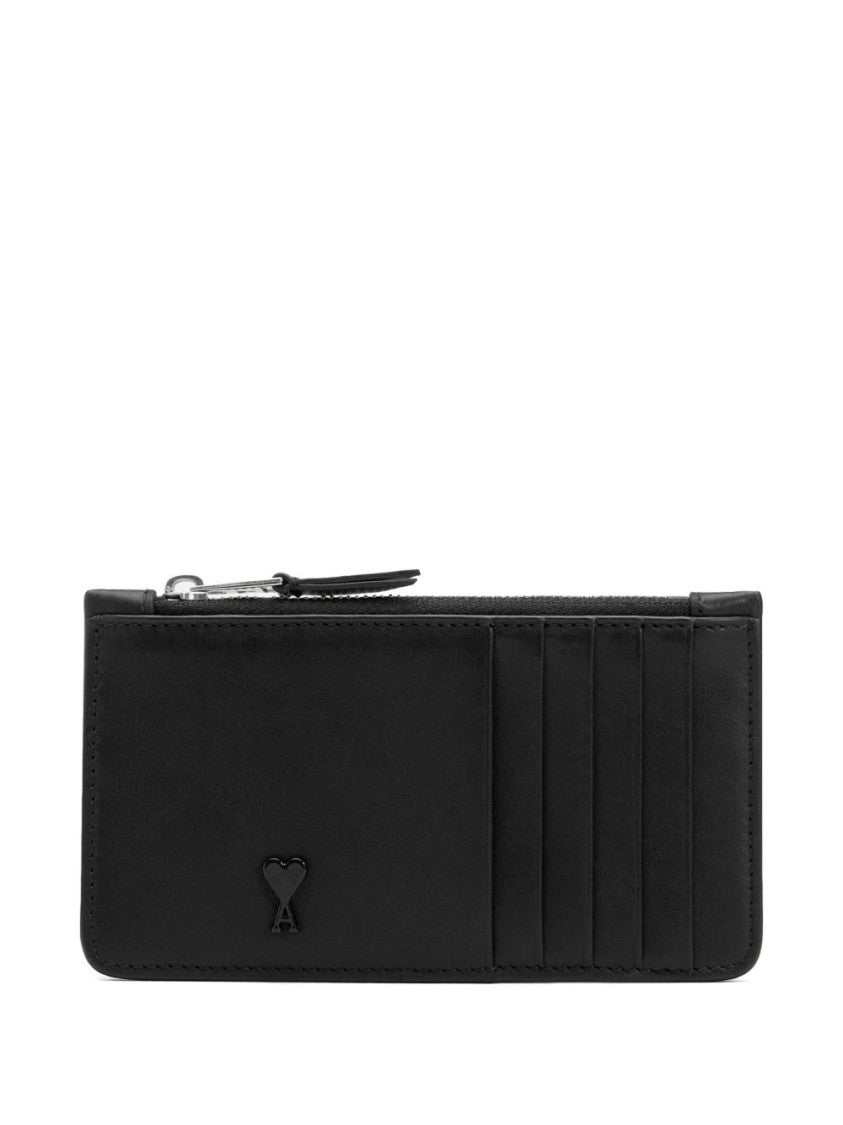 Ami Paris Smooth Black Leather Wallet