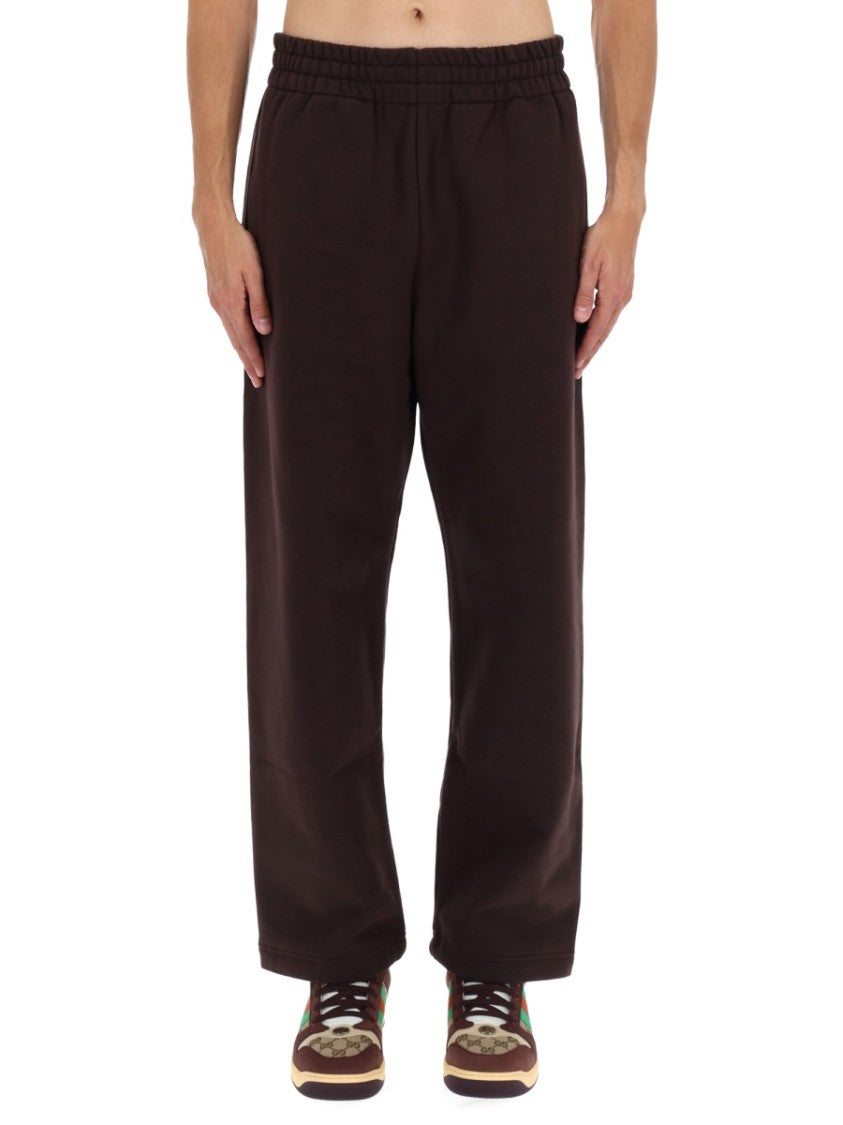 Gucci Straight Leg Brown Jogging Pants With Elastic Waistband