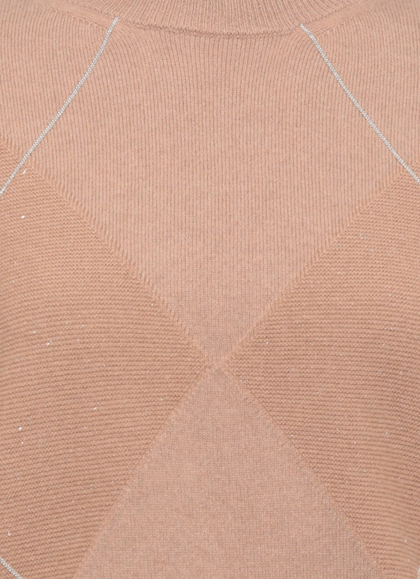 Peserico Light Brown Beaded Diamond Sweater