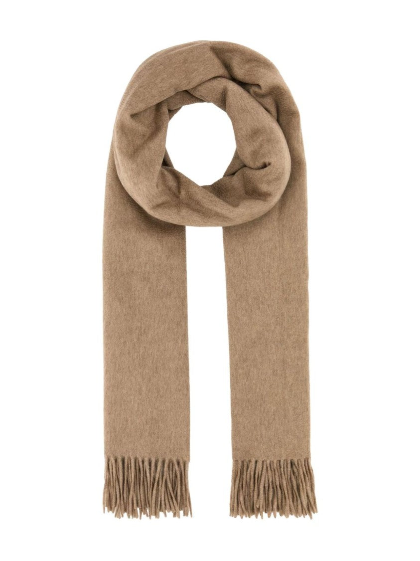 Max Mara Fringed Cashmere Baci Scarf With Embroidered Logo