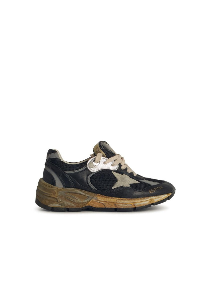 Golden Goose 'Running Dad' Black Leather Blend Sneakers