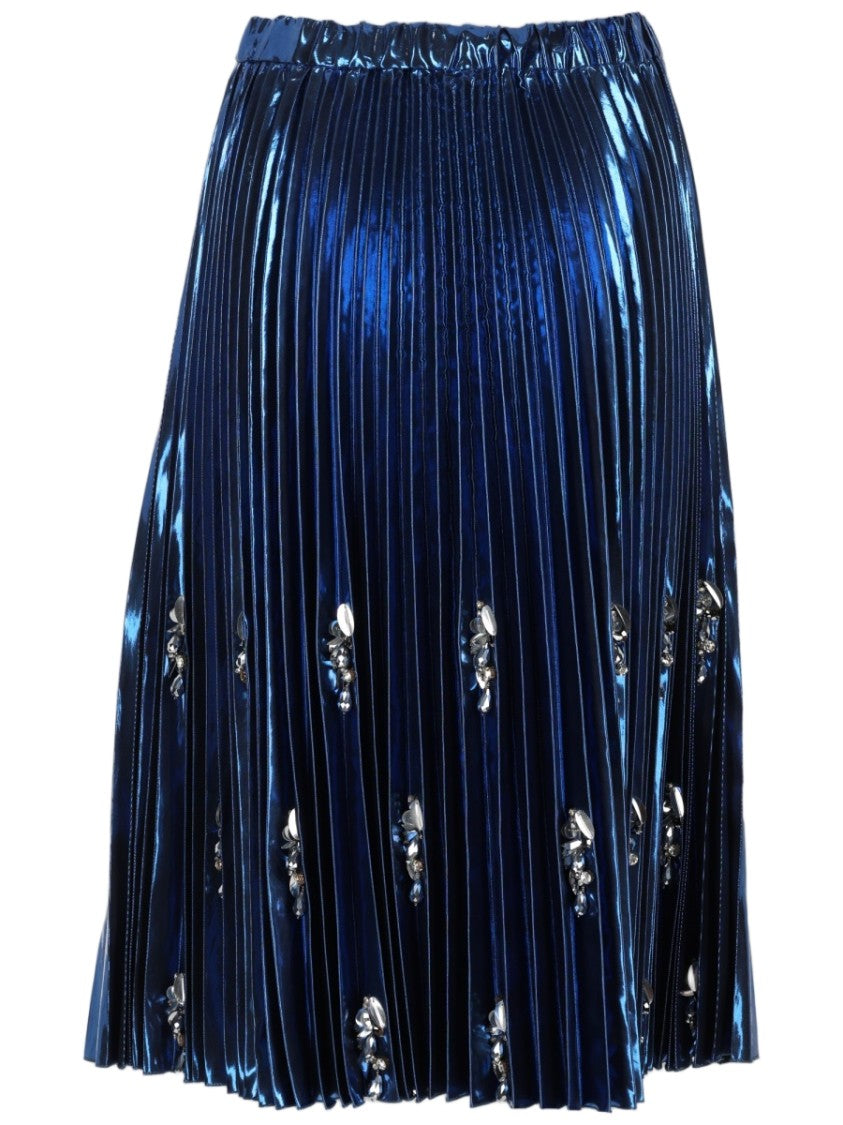 N°21 Metallic Pleated Skirt With Embellishments And Structured Silhouette