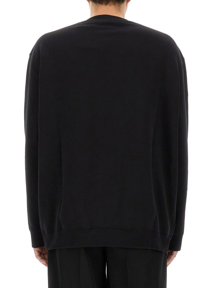 Lanvin Black Regular-Fit Cotton Sweatshirt With Bold Logo