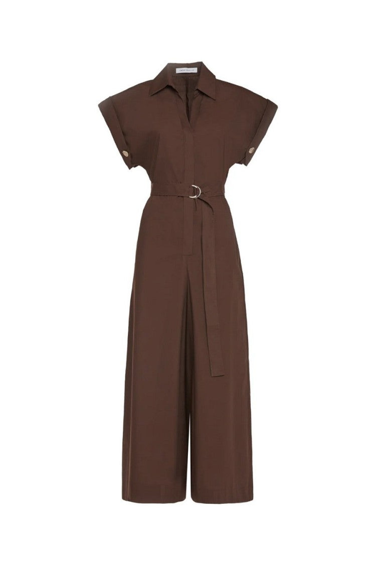 Simona Corsellini Brown Crepe Midi Dress