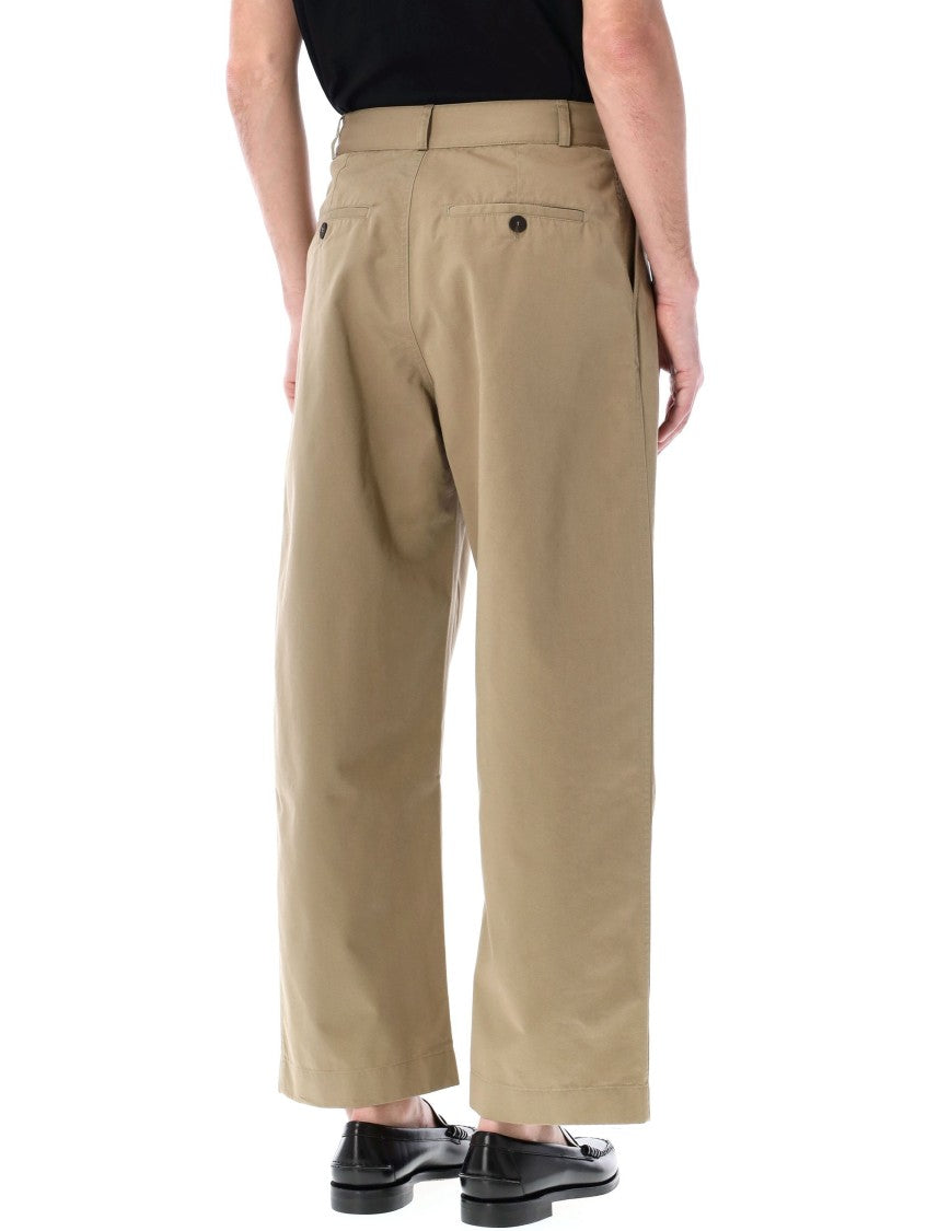 Studio Nicholson Brown Wide-Leg Chino Pants