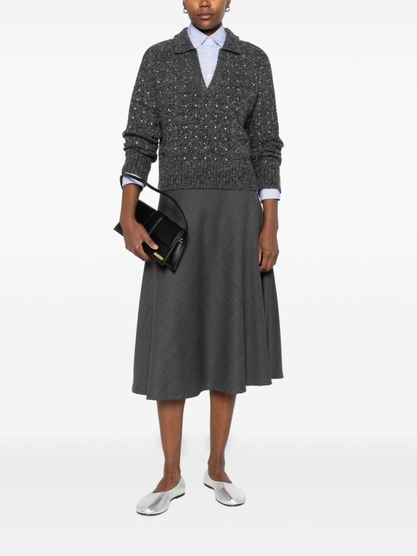 Pinko Textured Knit Top With Deep V-Neckline