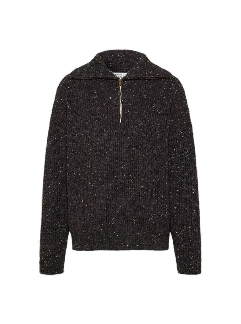 Maison Margiela Shetland Wool Zip Sweatshirt - Charcoal