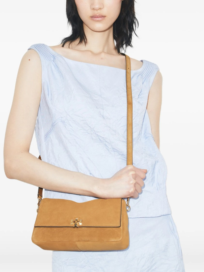 Tory Burch Brown Charlie Small Suede Shoulder Bag