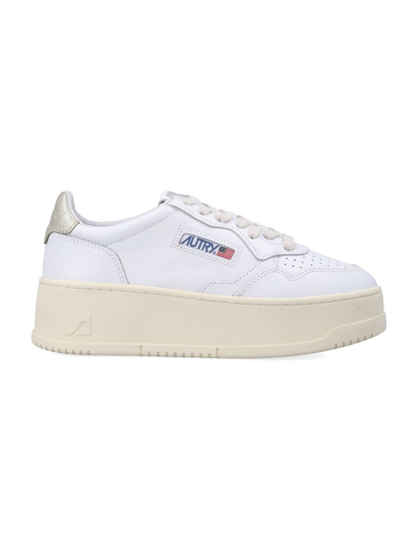Autry Medalist Platform White & Platinum Women’S Sneakers