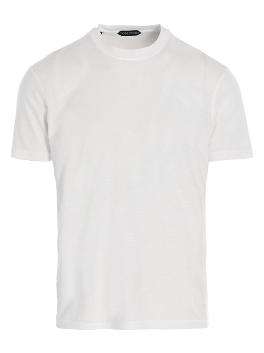 Tom Ford Crewneck White T-Shirt With Lyocell Blend