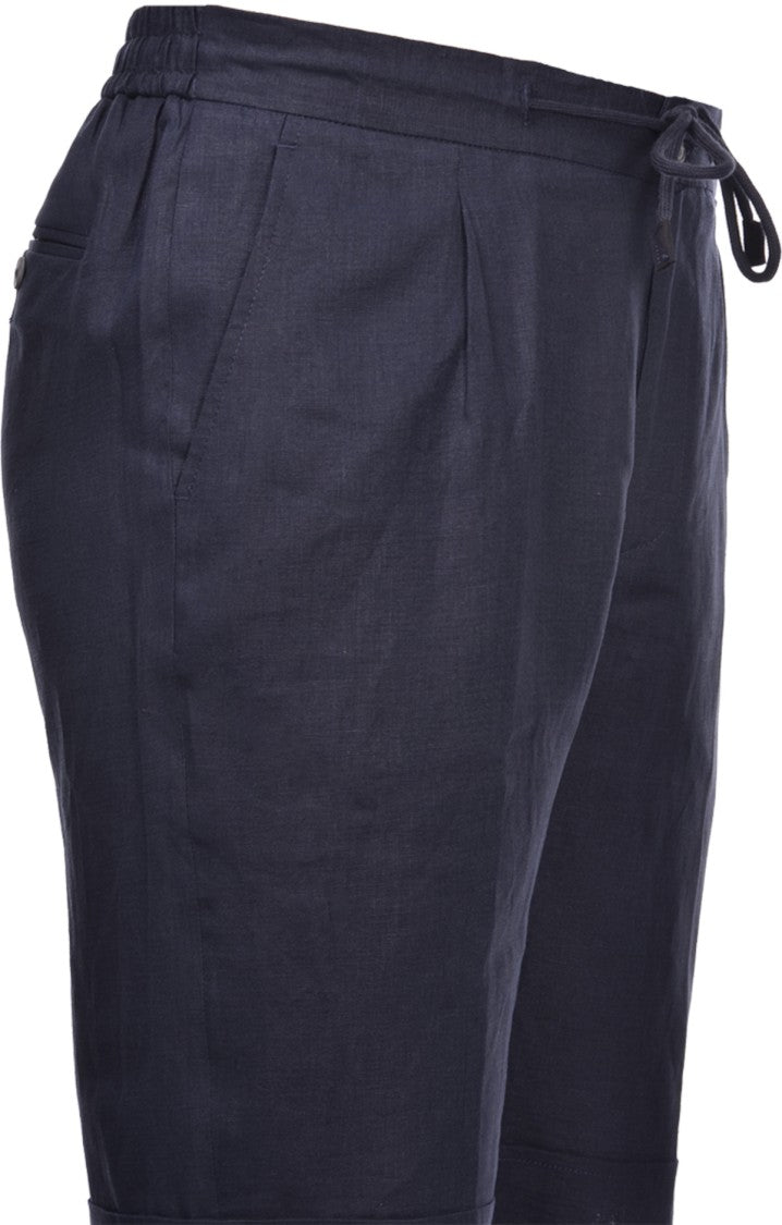 Paolo Fiorillo Capri Blue Linen Bermuda Shorts