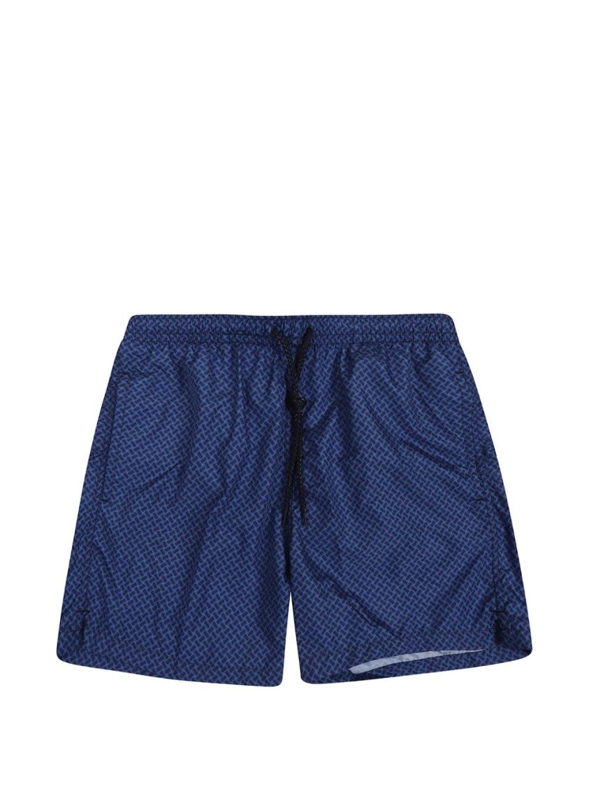 Drumohr Blue Geometric Print Swim Shorts