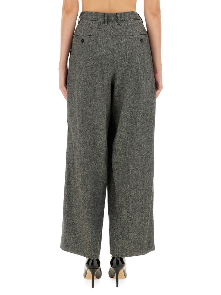 Max Mara Wide-Leg Textured Pants With High Waist And Relaxed Fit