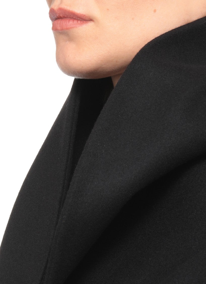 The Andamane Black High-Neck Belted Wool Blazer