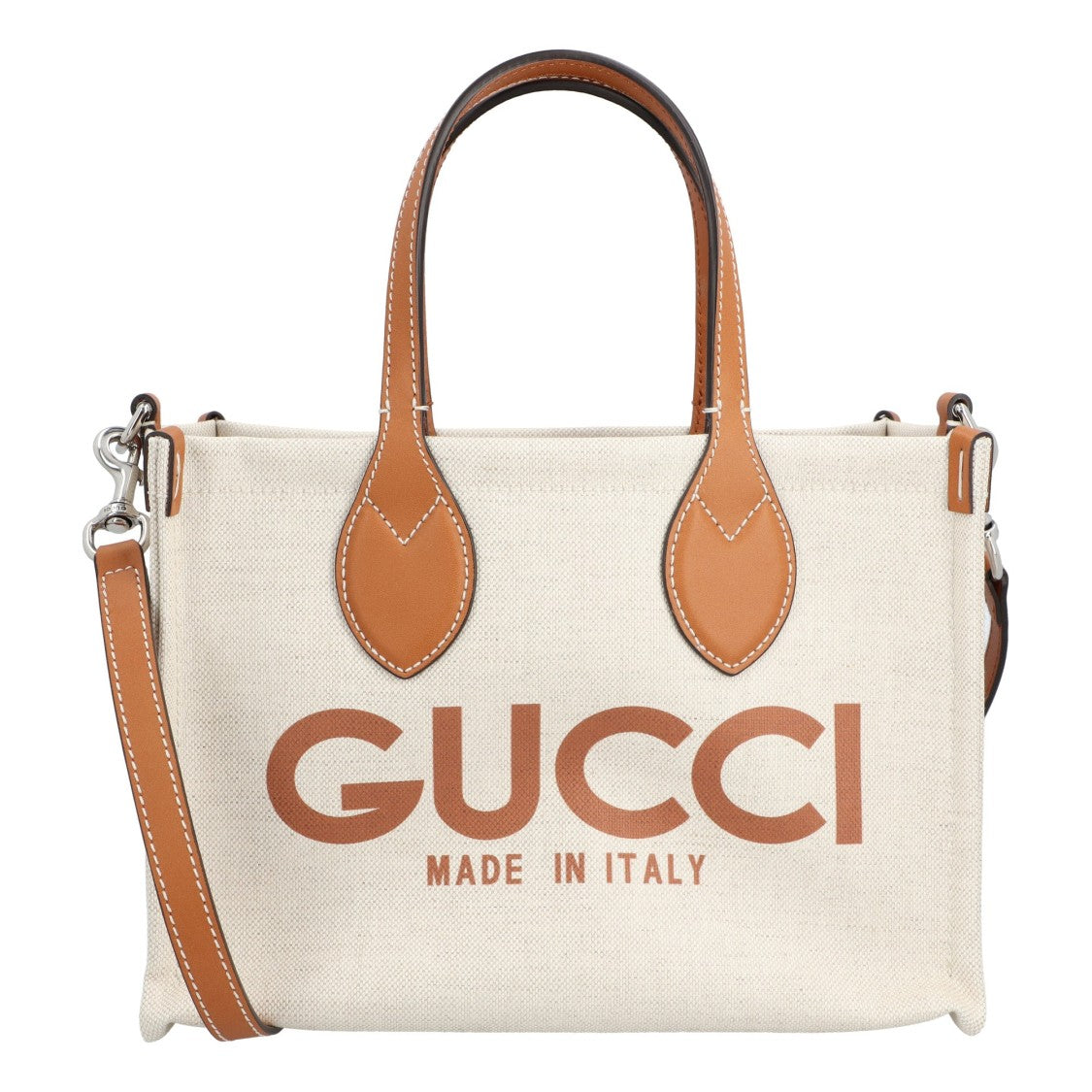 Gucci Mini Tote Bag With Print Beige Brown