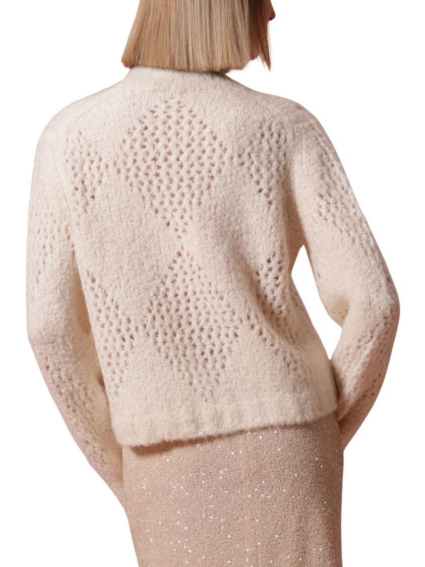 Ballantyne Textured High Neck Cropped Knit Sweater