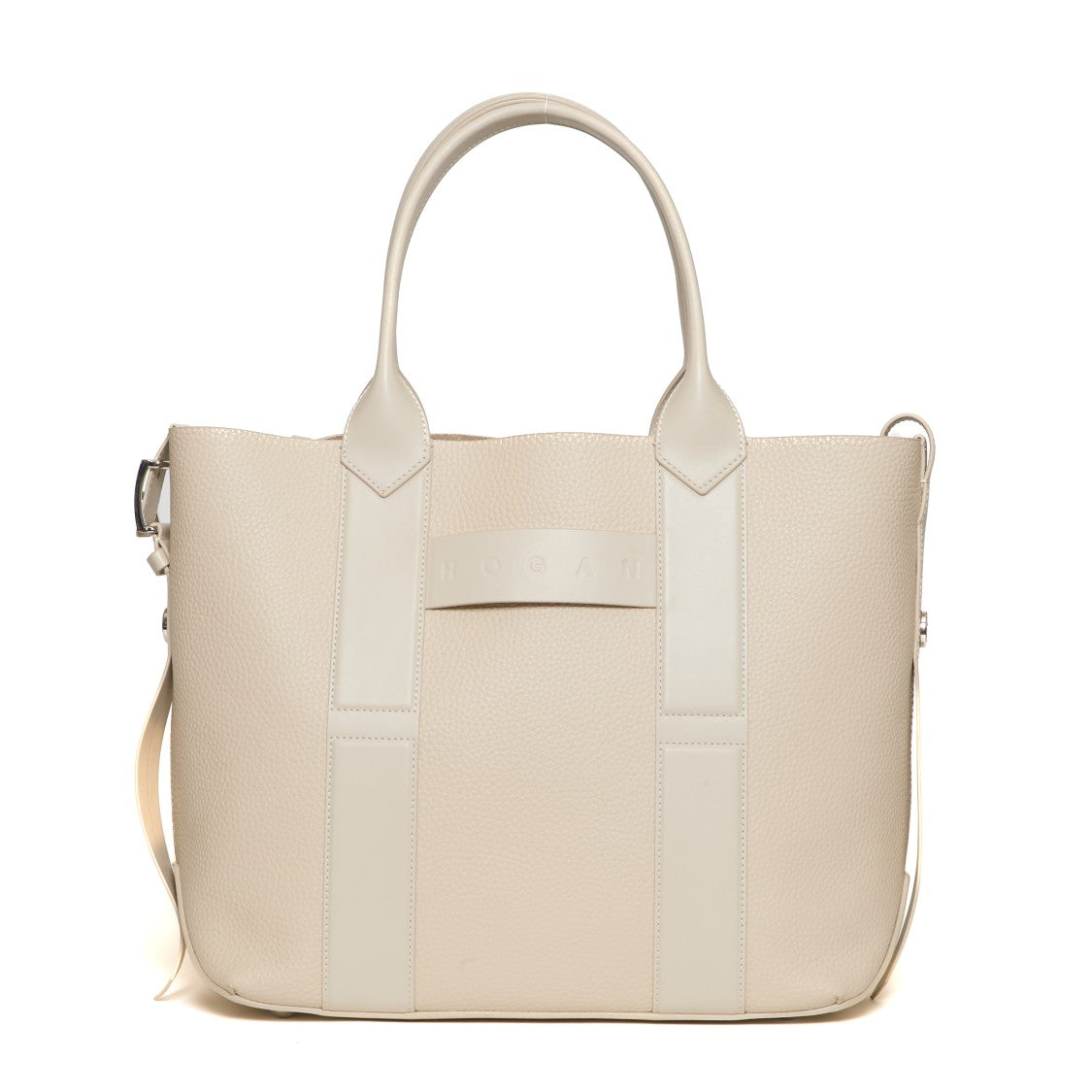 Hogan Structured Hammered Leather Shoulder Bag With Removable Pouch