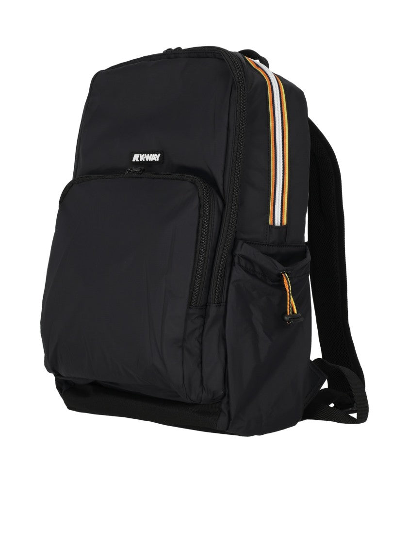 K-Way Black Nylon Backpack With Padded Straps And Stylish Accents