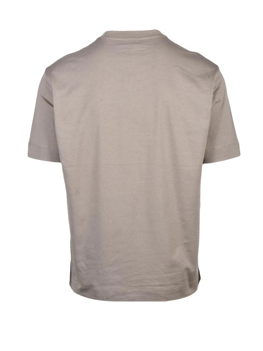 Emporio Armani Grey Minimalist Graphic Crewneck Cotton T-Shirt