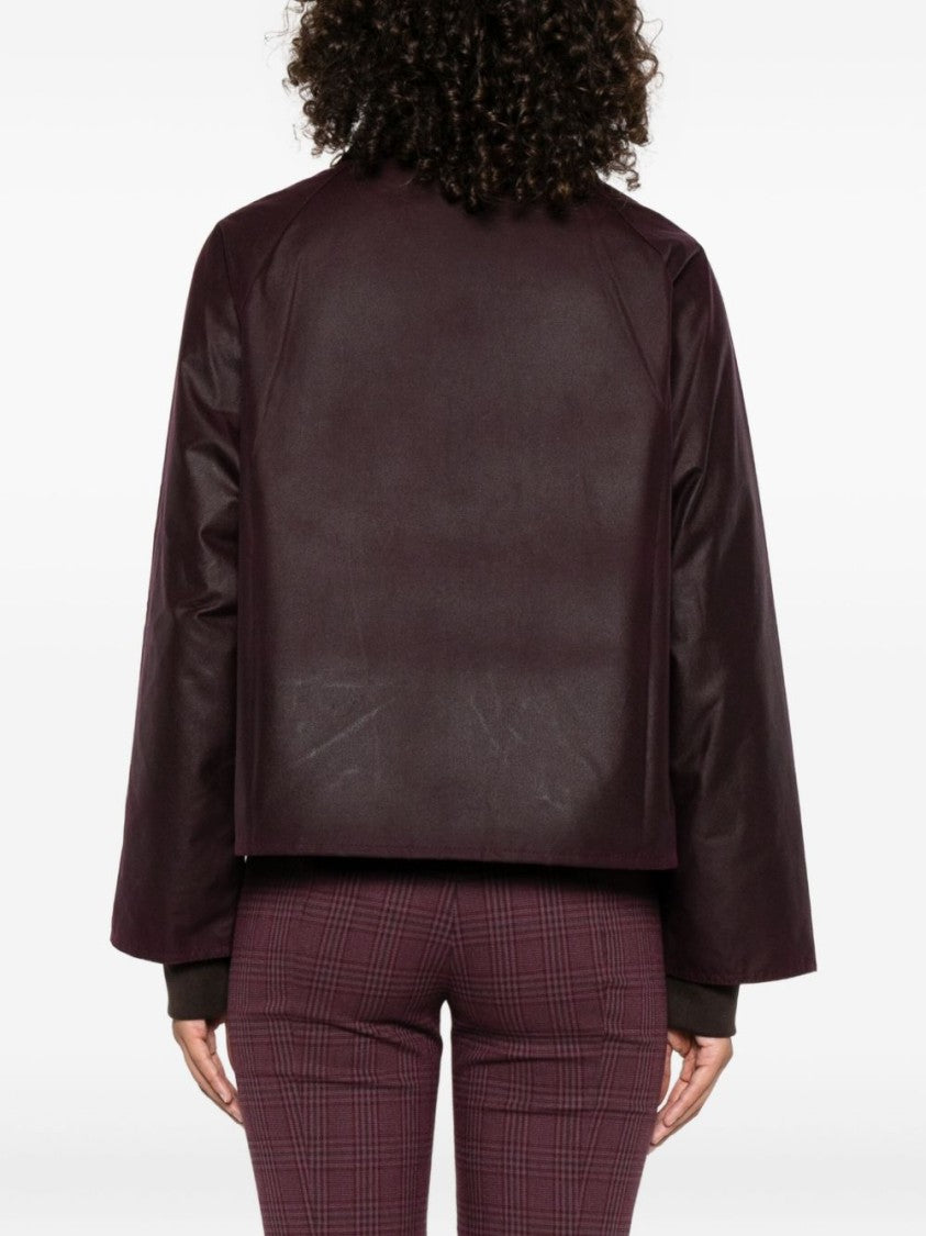 Barbour Rich Bordeaux Cropped Jacket With Corduroy Collar