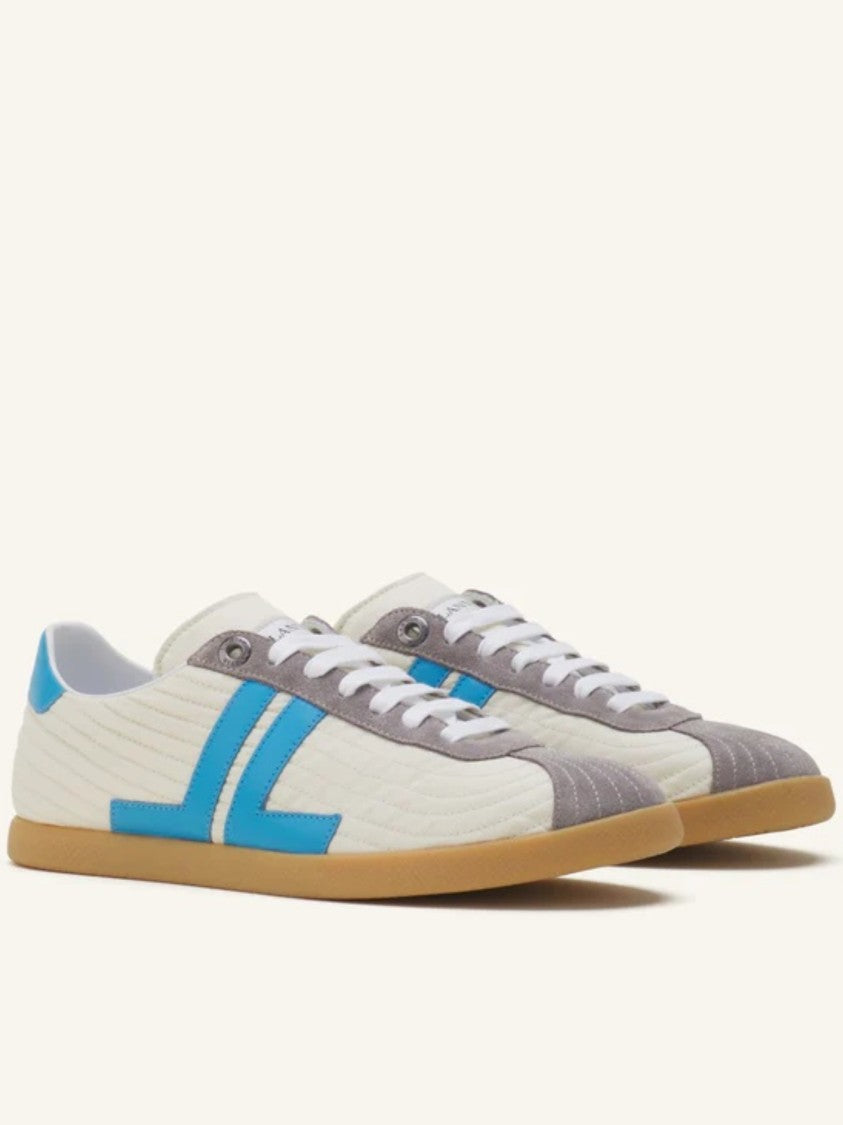 Lanvin Quilted Nylon Sneakers With Suede Overlays And Logo Stripe