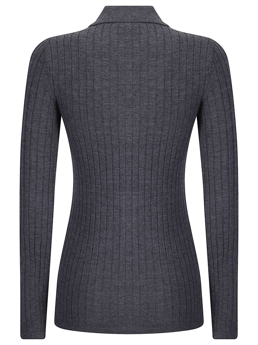 A.P.C. Beige Ribbed Wool Slim-Fit Long-Sleeve Polo