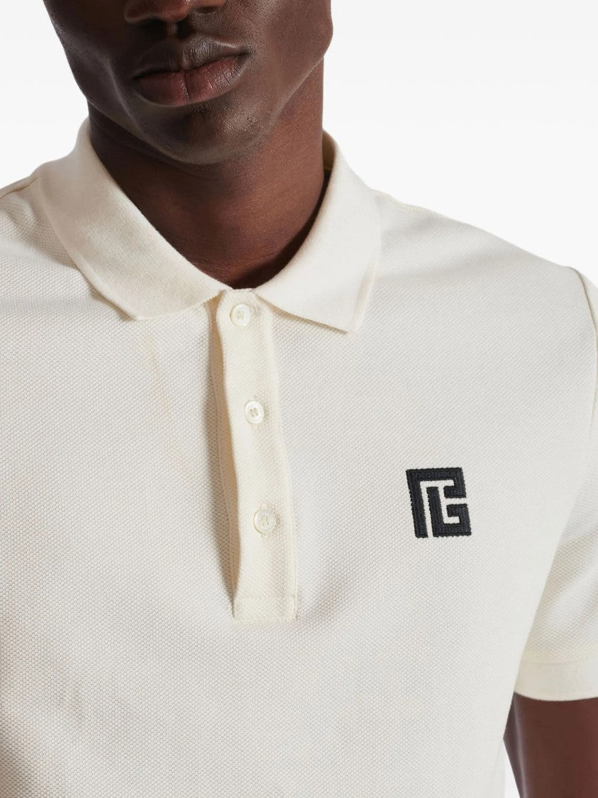 Balmain White Classic Ss Cotton Polo Shirt