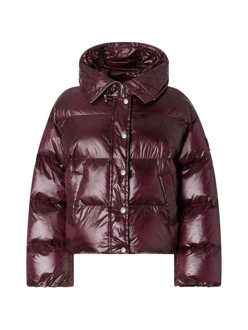 Pinko Cropped Padded Jacket With Glossy Finish And Wide Collar