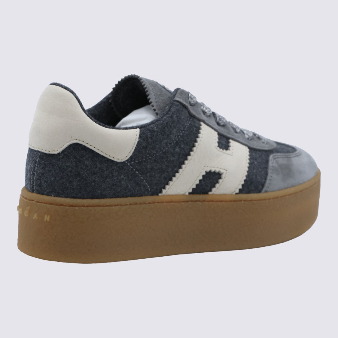 Hogan Round Toe Platform Sneakers With Prominent H Logo