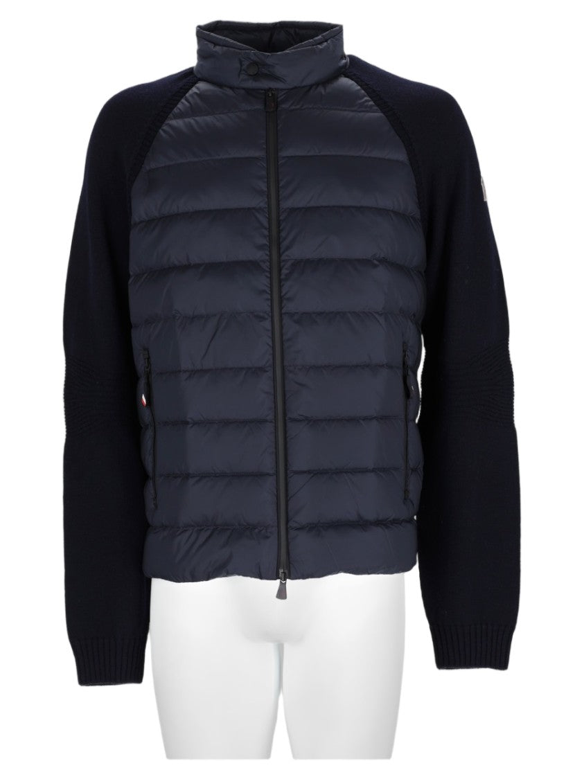 Moncler Grenoble Blue Quilted Padded Knit Sweater