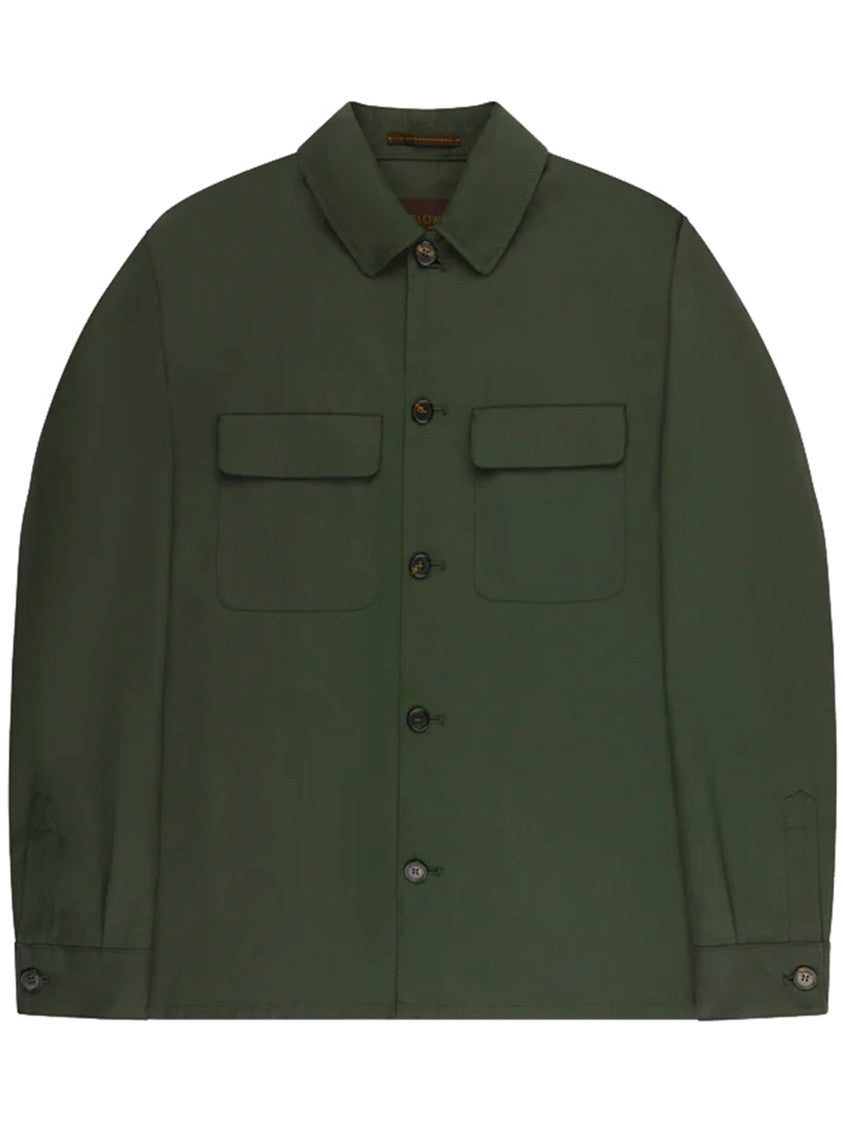 Incotex Dark Green Classic Collar Cotton Jacket