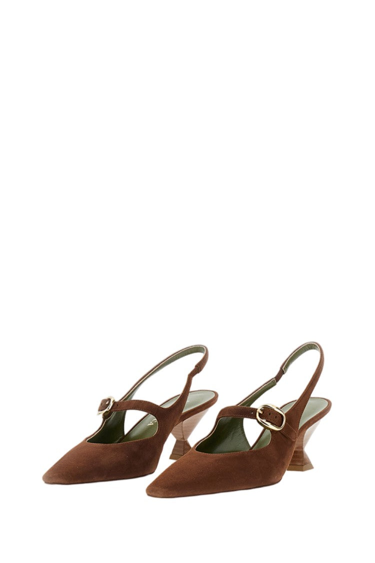 Maria Luca Brown Natalia Open Back Hourglass Heels