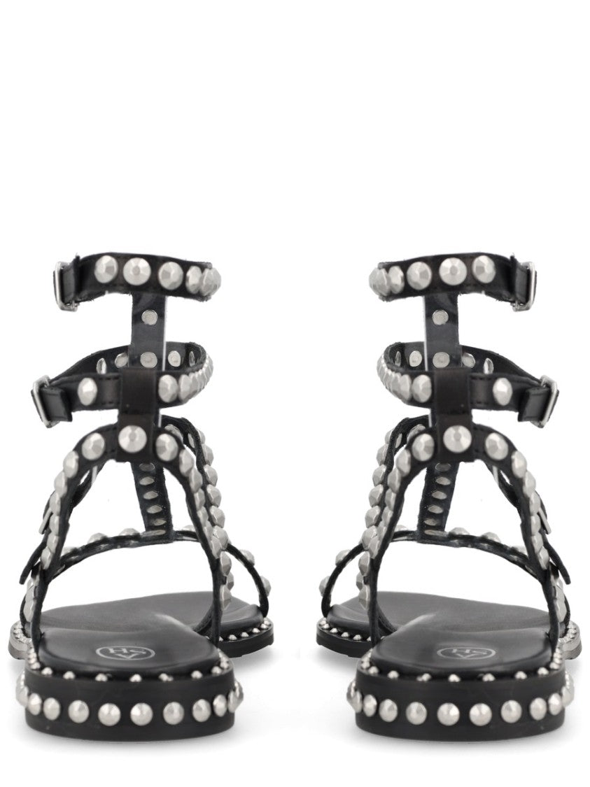 Ash Black Play Silver Studded Thin Sandals