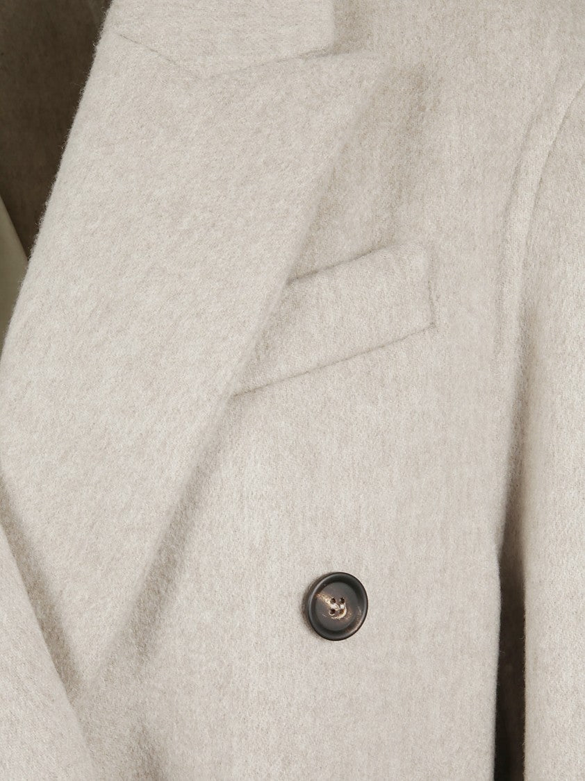 Brunello Cucinelli Cashmere Long Double-Breasted Coat With Buttoned Cuffs