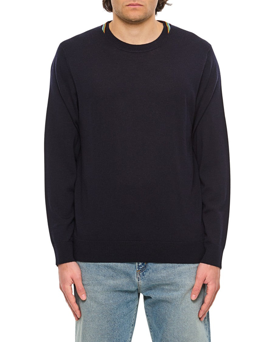 Paul Smith Multicolored Ribbed Trim Crew Neck Sweater