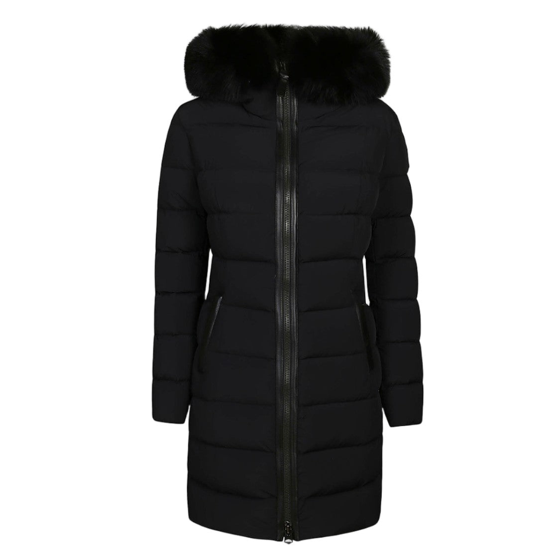 Mackage Long Padded Coat With Quilting And Fur Trim