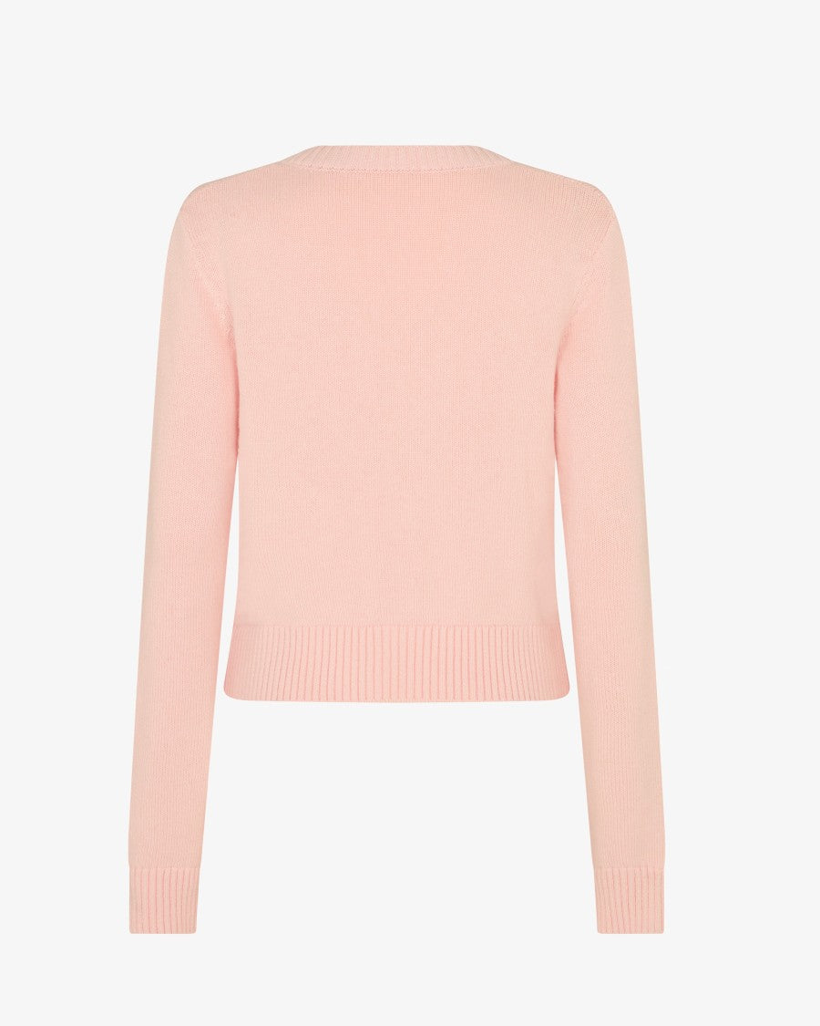 Serena Bute V-Neck Semi Cropped Cardigan - Light Pink