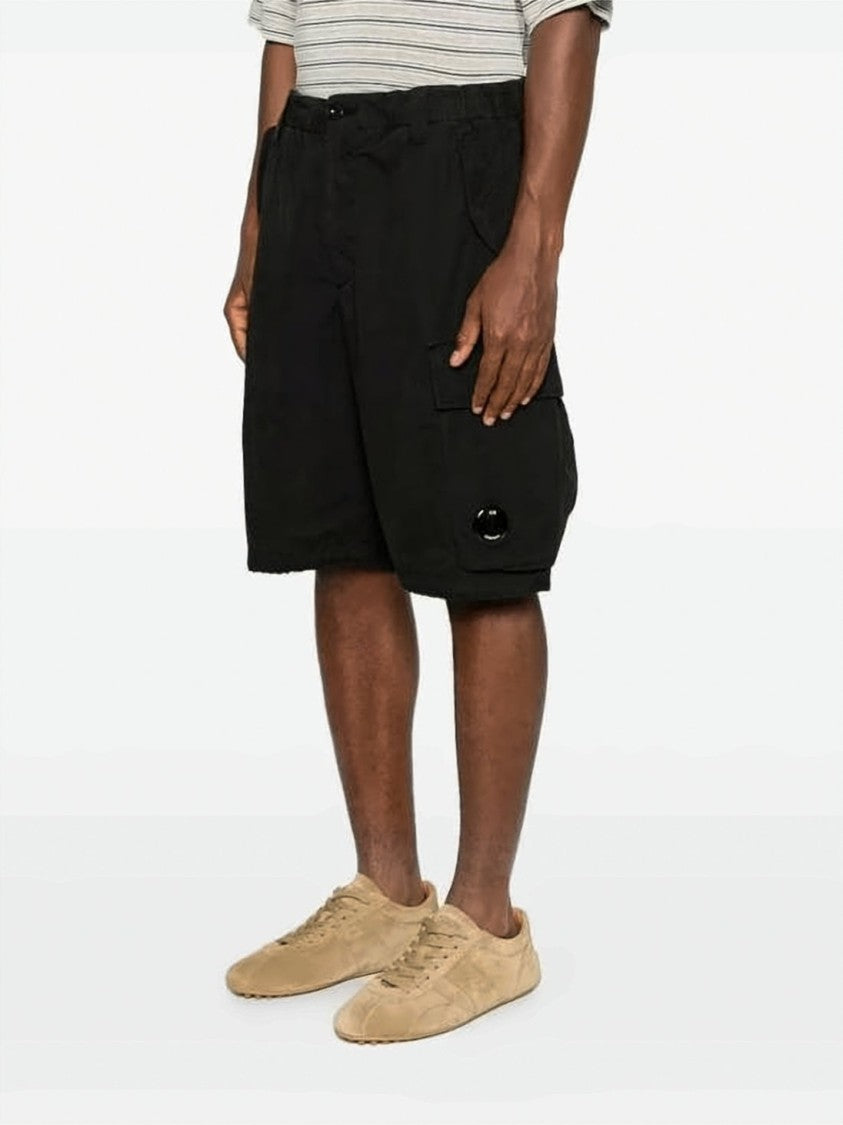 C.P. Company Black Relaxed-Fit Lens Detail Cotton Shorts
