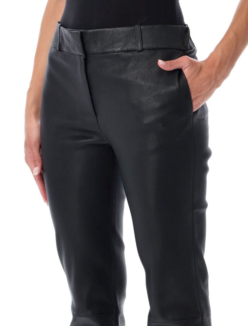 Arma Lucia Slim Lambskin Leather Flared Pants
