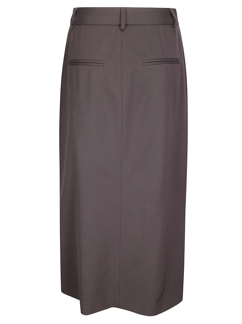 Alberto Biani Brown Midi Skirt With Front Slit