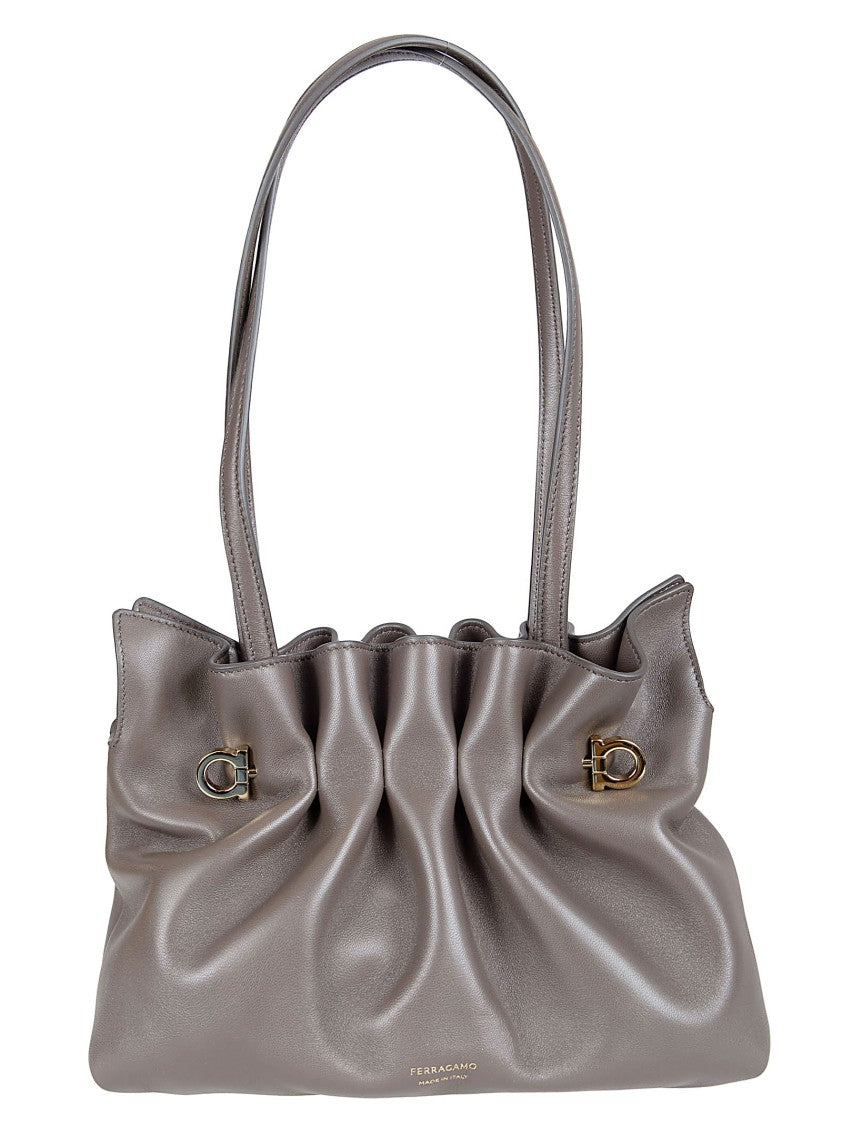 Ferragamo Soft Lambskin Bag With Iconic Gancio Accents
