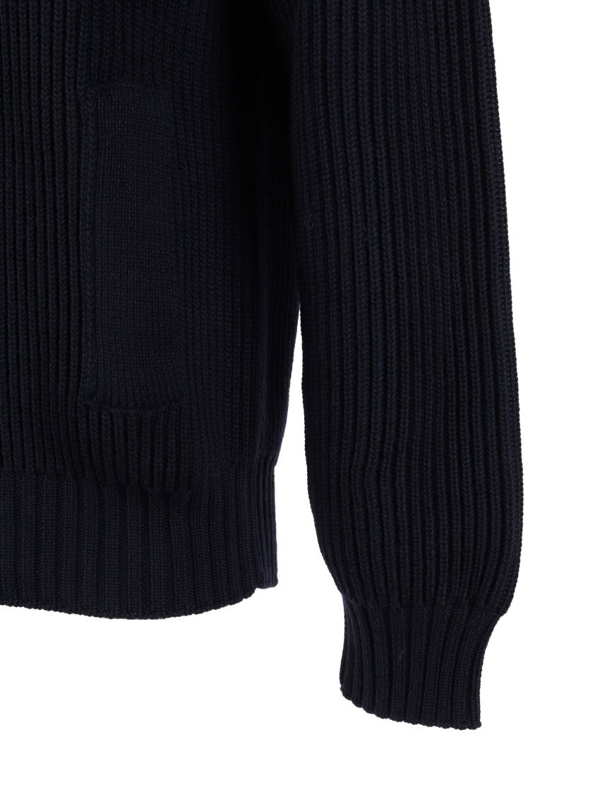 Filippo De Laurentiis Navy Blue Fine Merino Cardigan