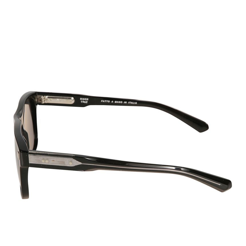 Kador Premium 12 Glossy Black Rectangular Sunglasses With Metallic Accents