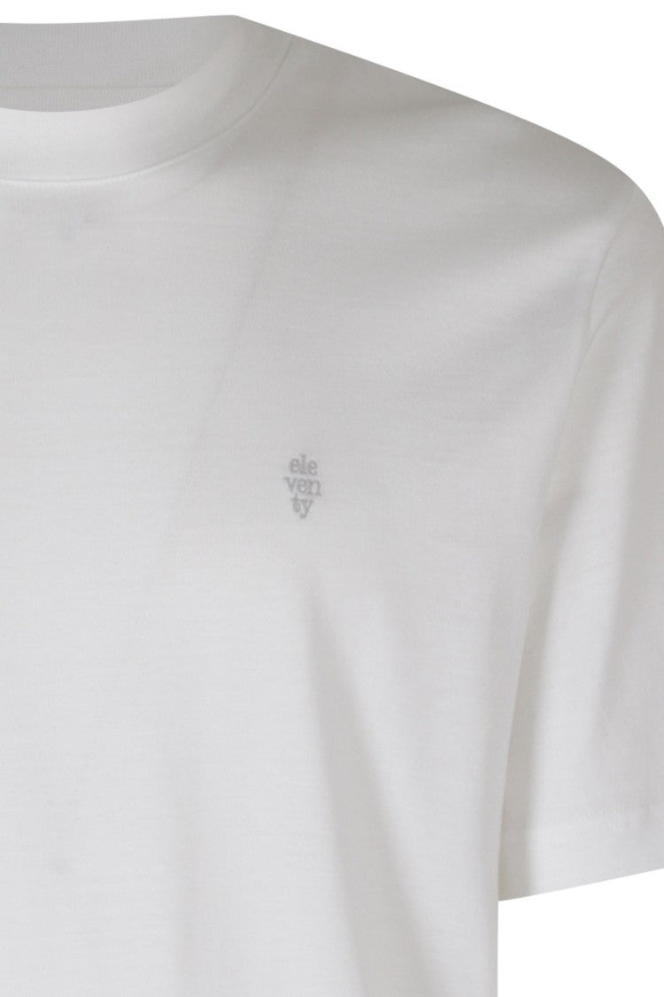 Eleventy Embroidered Logo Crewneck Cotton T-Shirt