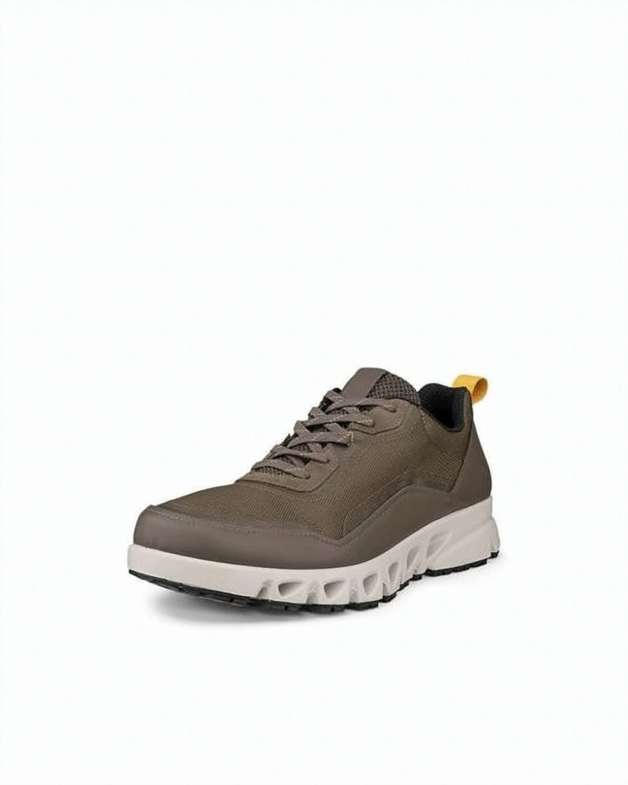Ecco Sleek Leather And Textile Sneakers With Distinctive Rubber Sole