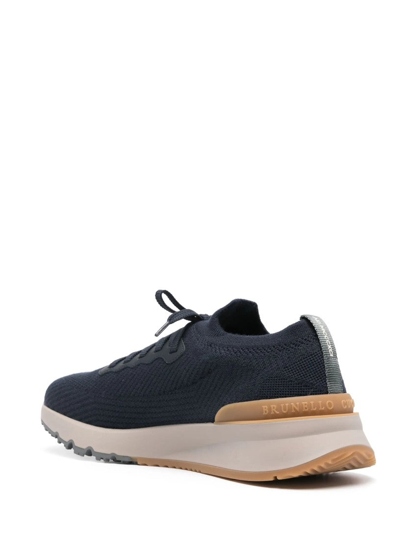 Brunello Cucinelli Textured Knit Sneakers With Streamlined Silhouette