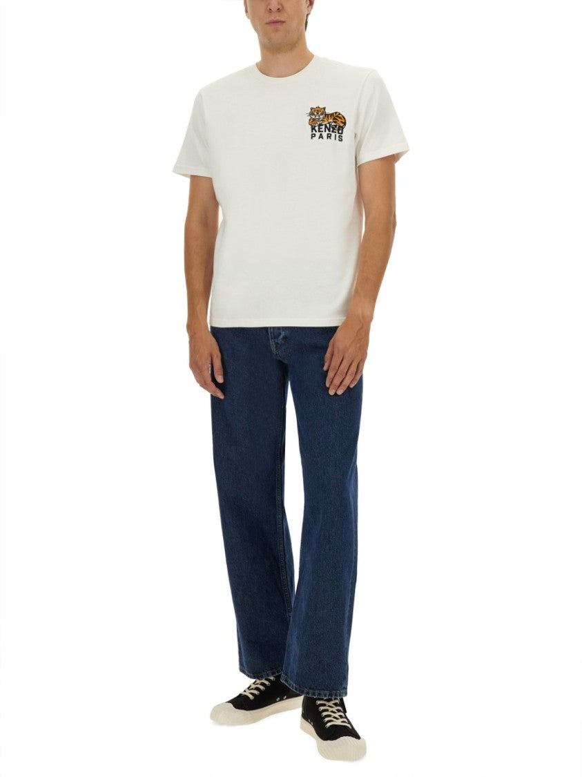 Kenzo Slim Fit T-Shirt With Vibrant Tiger Graphic